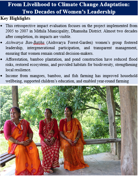 From Livelihood to Climate Change Adaptation: Two Decades of Women’s Leadership