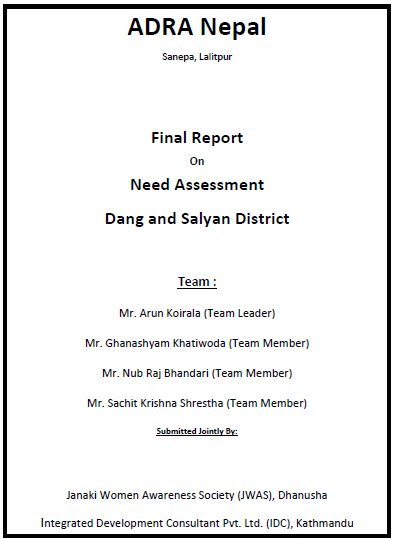 Need Assessment Report